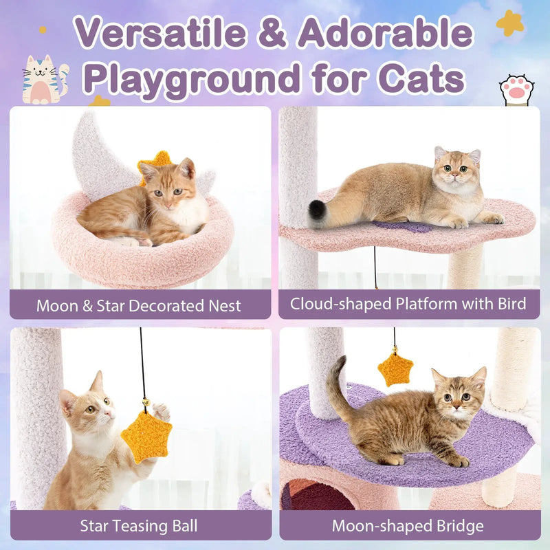 Multi-level Cat Tower with Sisal Covered Scratching Posts by DirectDeals