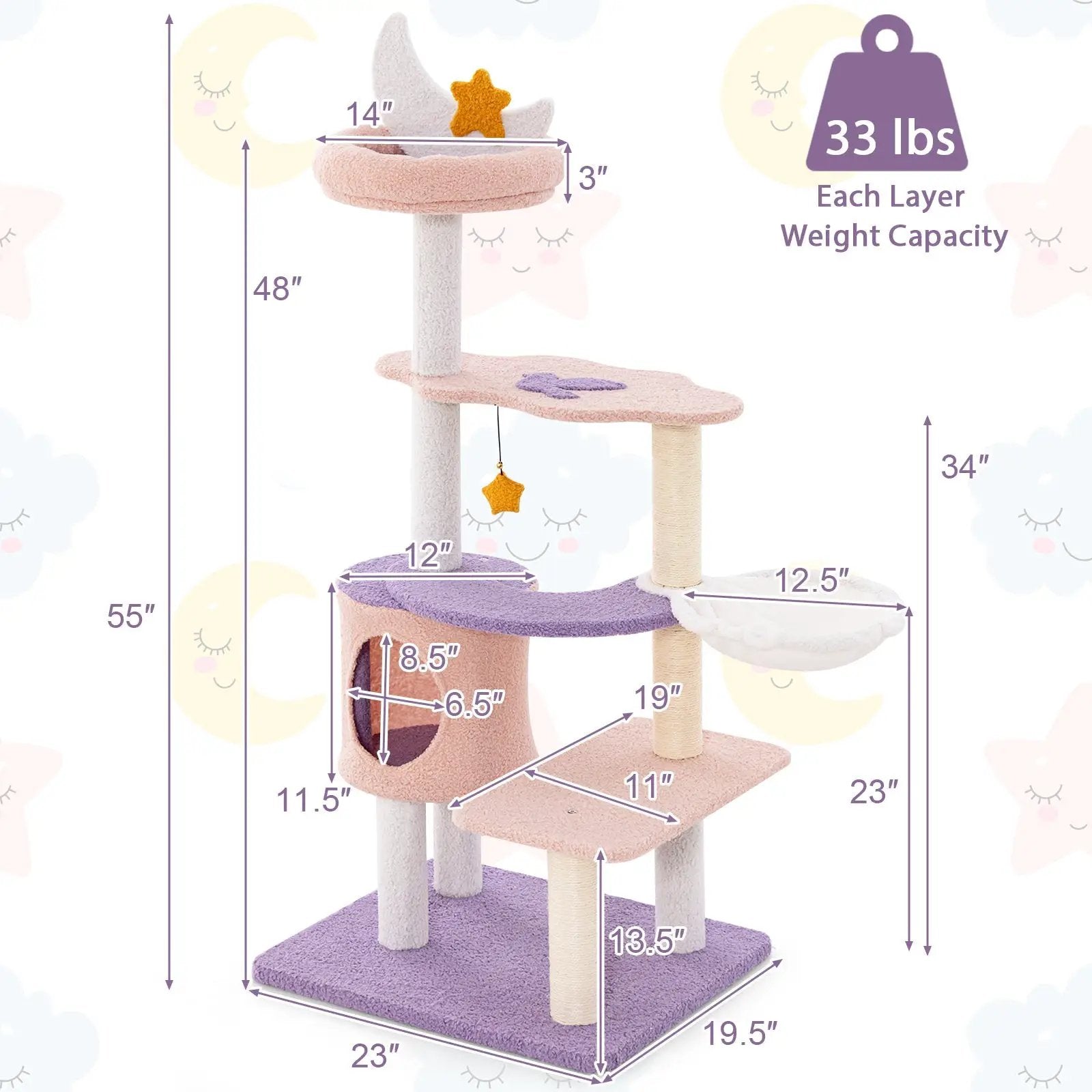 Multi-level Cat Tower with Sisal Covered Scratching Posts by DirectDeals