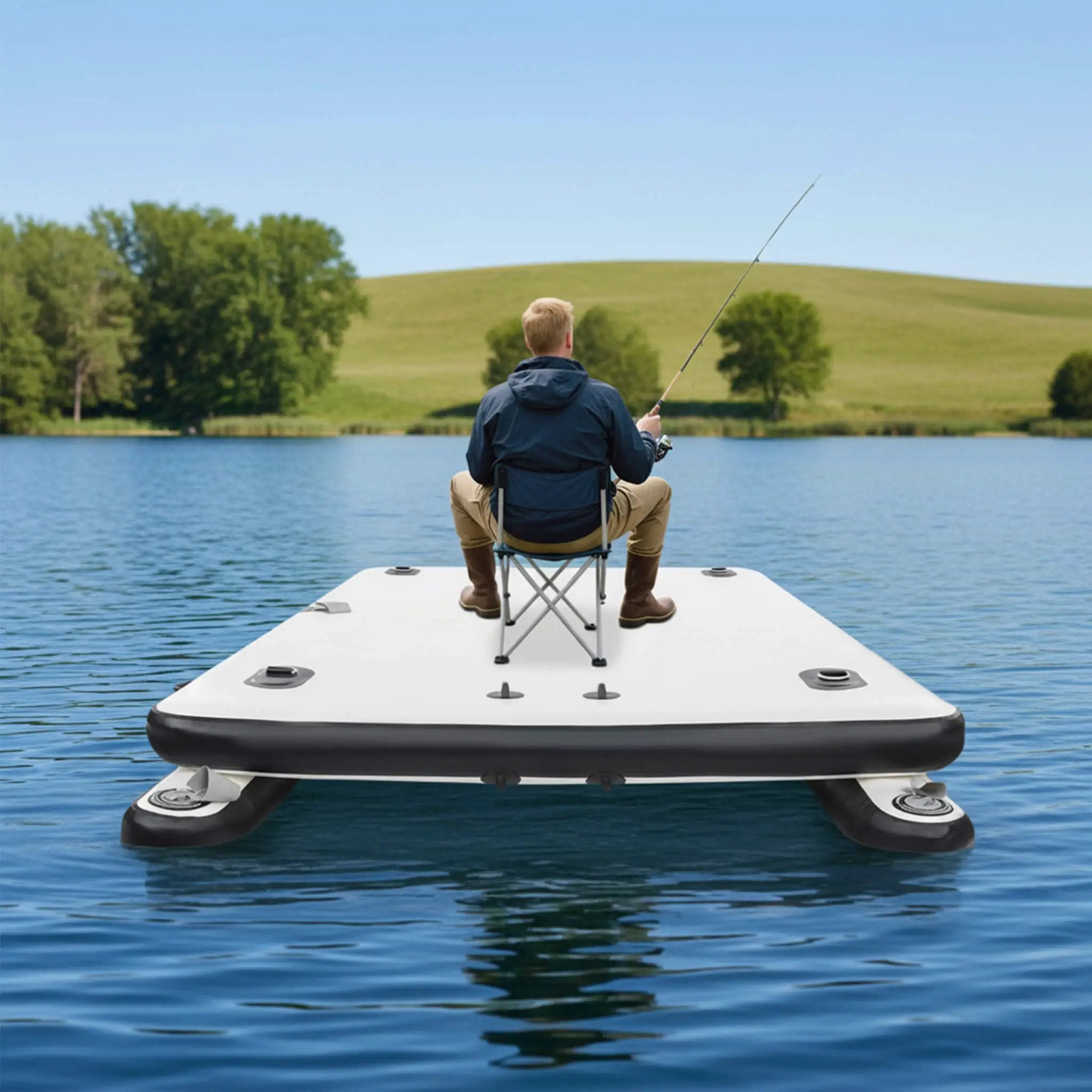 [05X08FT] Multi-Person Inflatable Floating Dock With Pump And D-Rings (SAK45918) by SAKSBY WHOLESALE