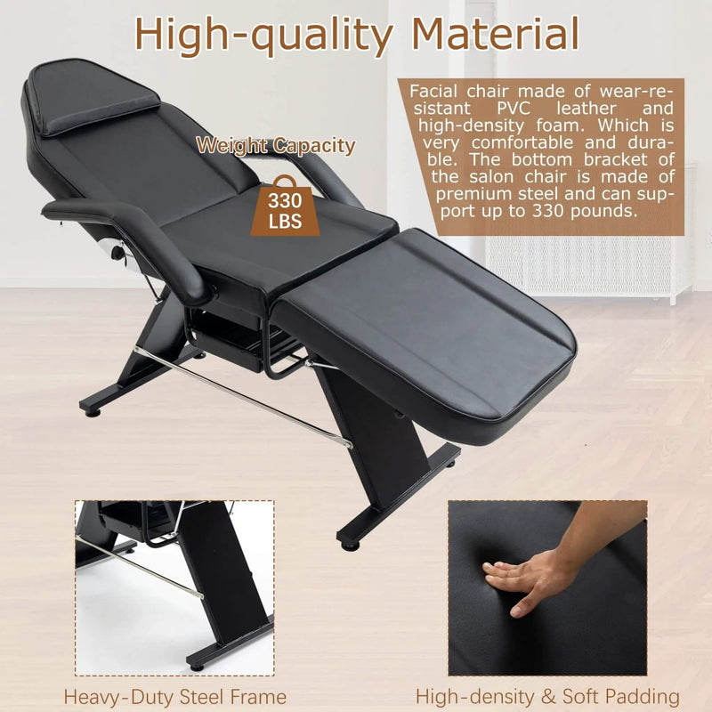 Multi-Purpose 3-Section Adjustable Massage Tattoo Chair With Stool (SAK35617) by SAKSBY WHOLESALE