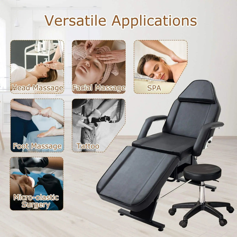 Multi-Purpose 3-Section Adjustable Massage Tattoo Chair With Stool (SAK35617) by SAKSBY WHOLESALE
