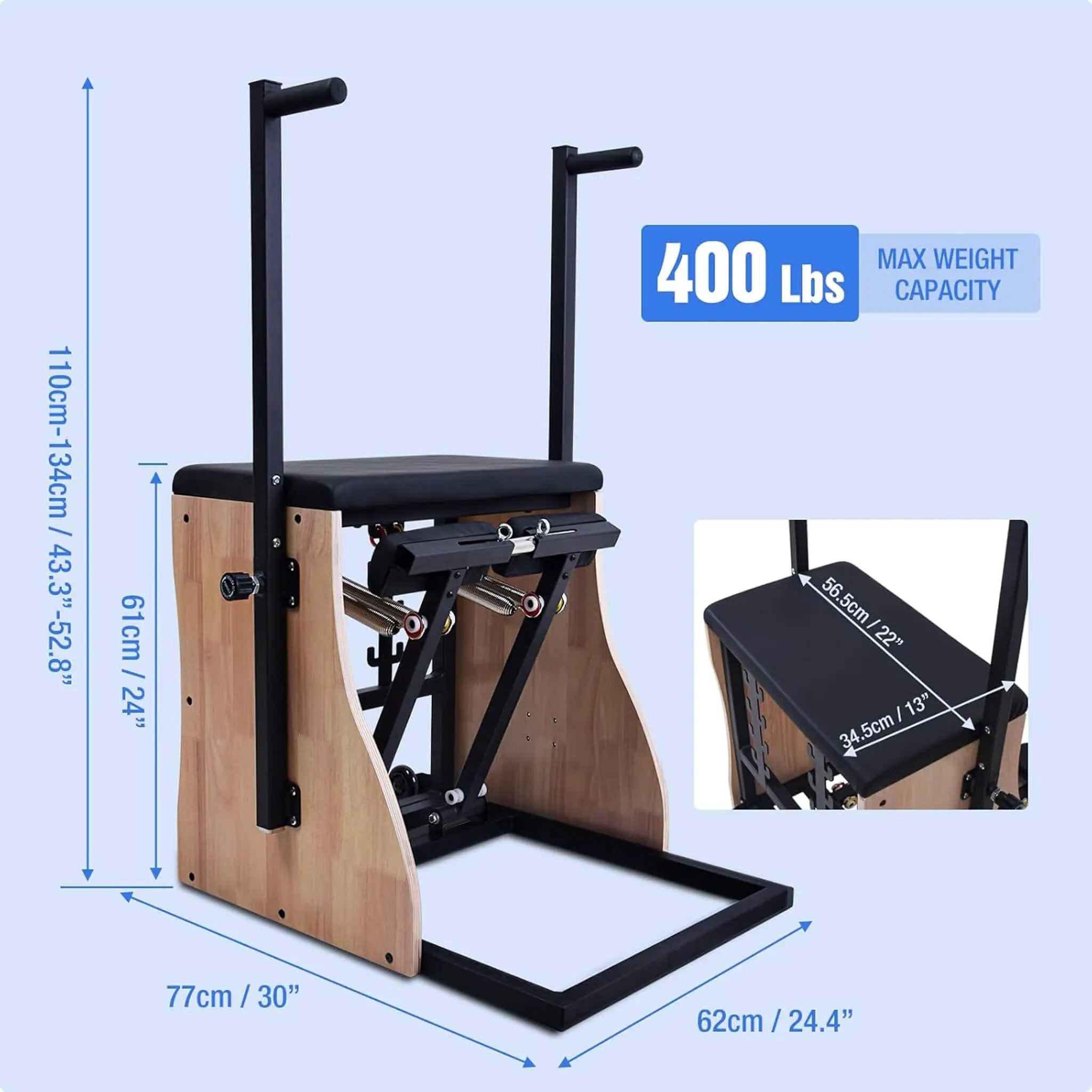 Core Pilates Multifunctional Solid Wood Pilates Reformer Chair With Adjustable Springs And Split Pedals (SAK27581) by SAKSBY WHOLESALE