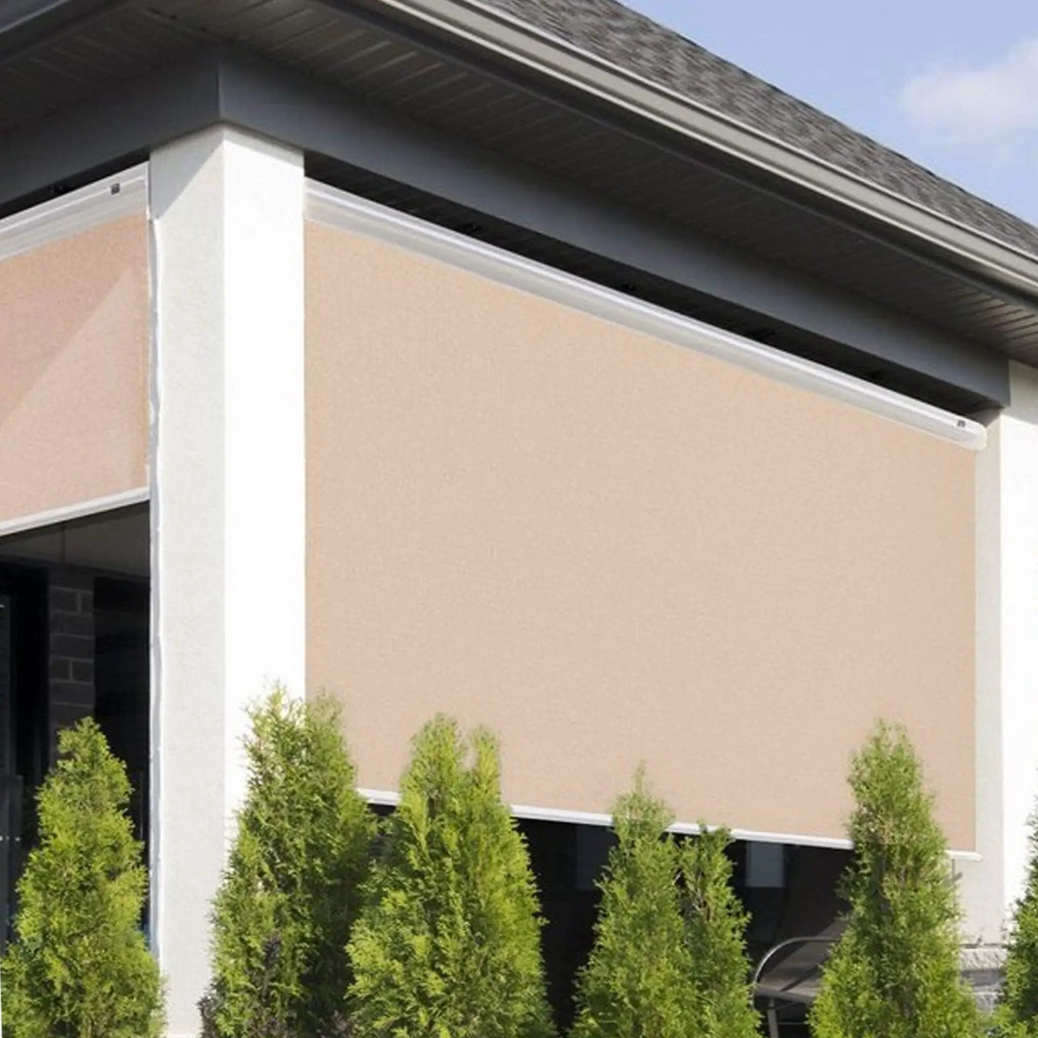 Multiple Awnings Multishade Premium Aluminum Retractable Outdoor Shade With PVC Covered Polyester Fabric [Made-To-Order] (SAK59071) by SAKSBY WHOLESALE