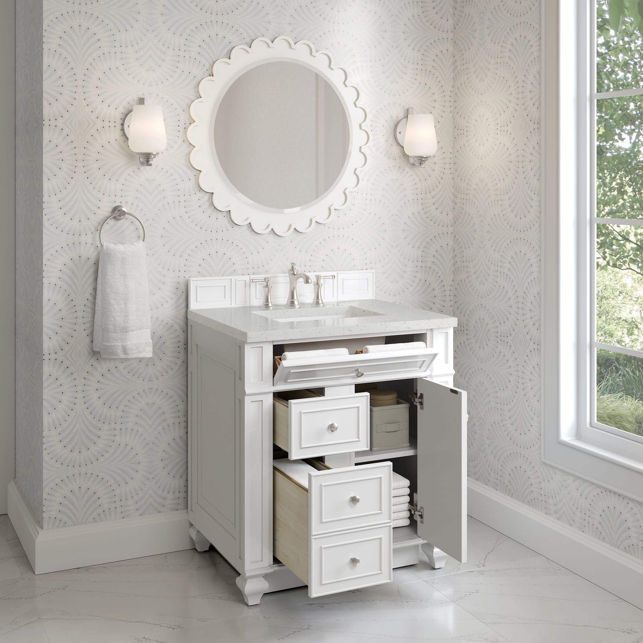 James Martin Bristol 30" Single Bathroom Vanity, Bright White by James Martin