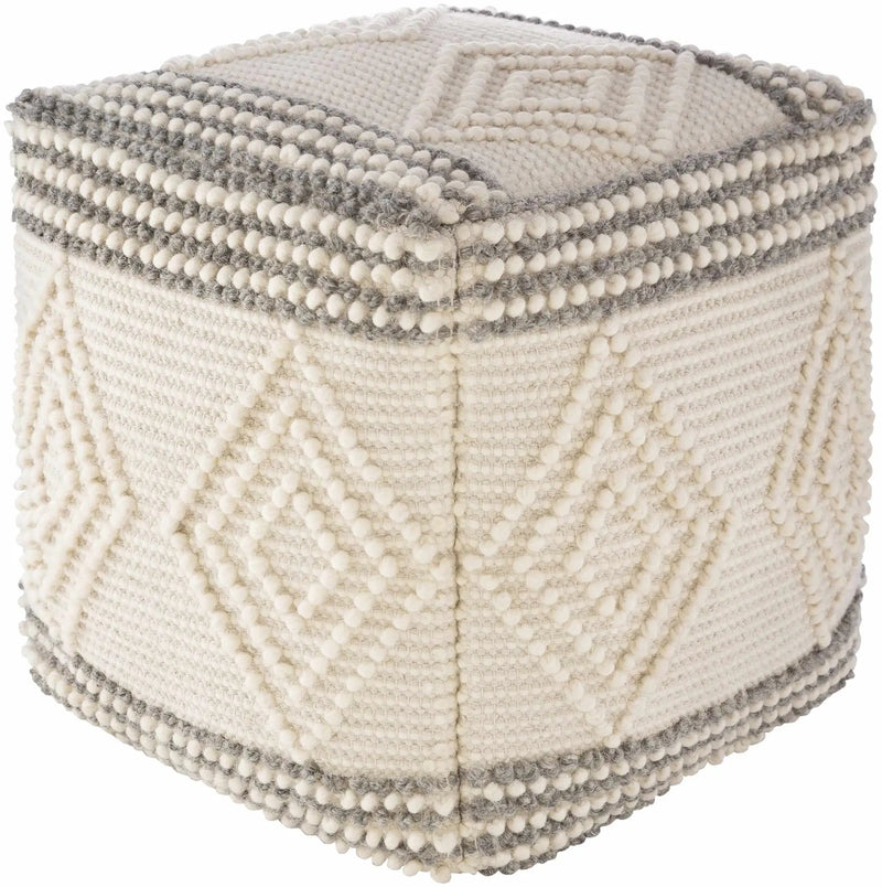 Murgon Cream W Wool Pouf by Boutique Rugs