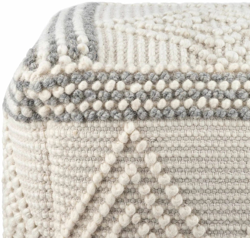 Murgon Cream W Wool Pouf by Boutique Rugs