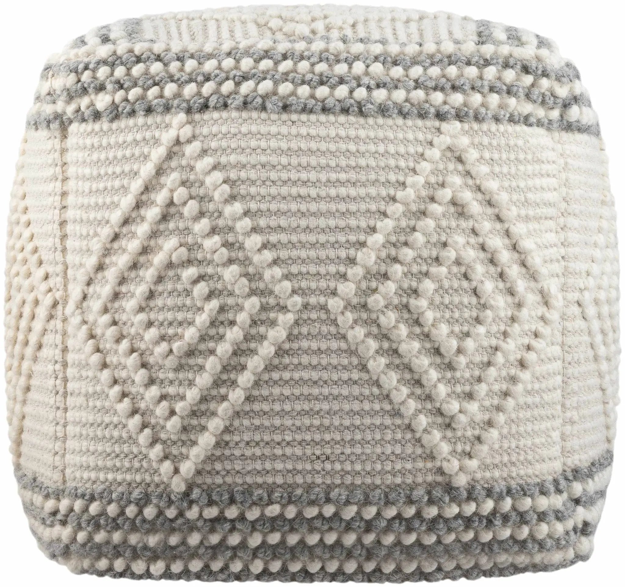 Murgon Cream W Wool Pouf by Boutique Rugs