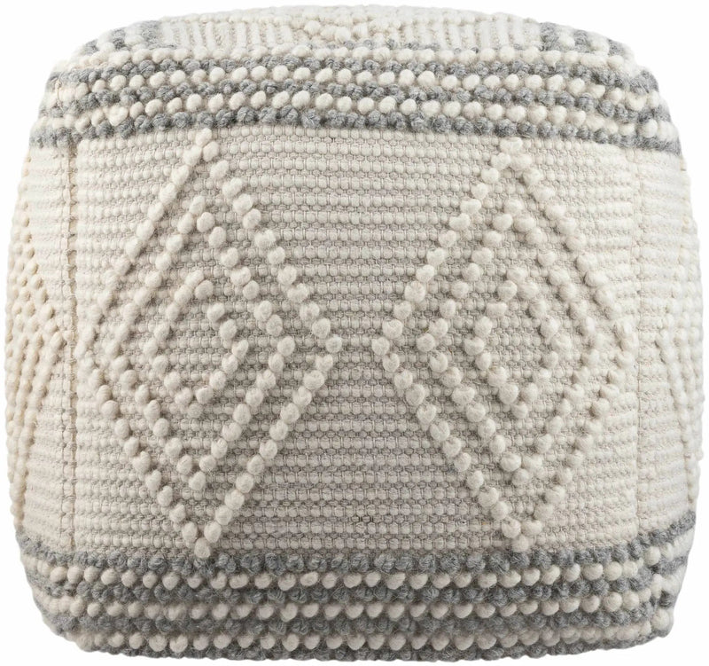 Murgon Cream W Wool Pouf by Boutique Rugs