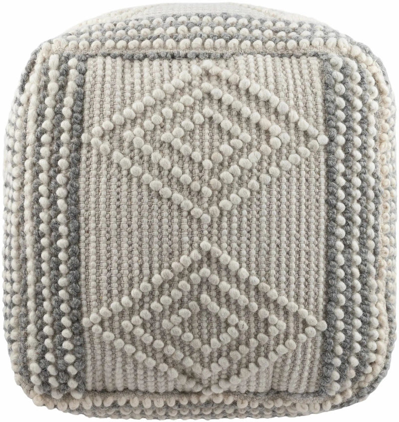 Murgon Cream W Wool Pouf by Boutique Rugs