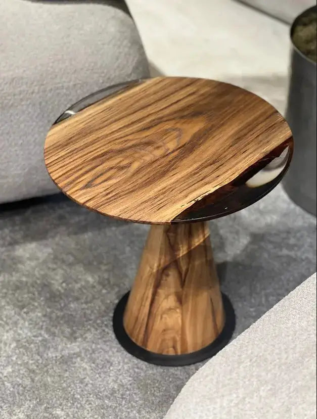 Mushroom Side & End table Made of Walnut and Epoxy Resin by Gizz