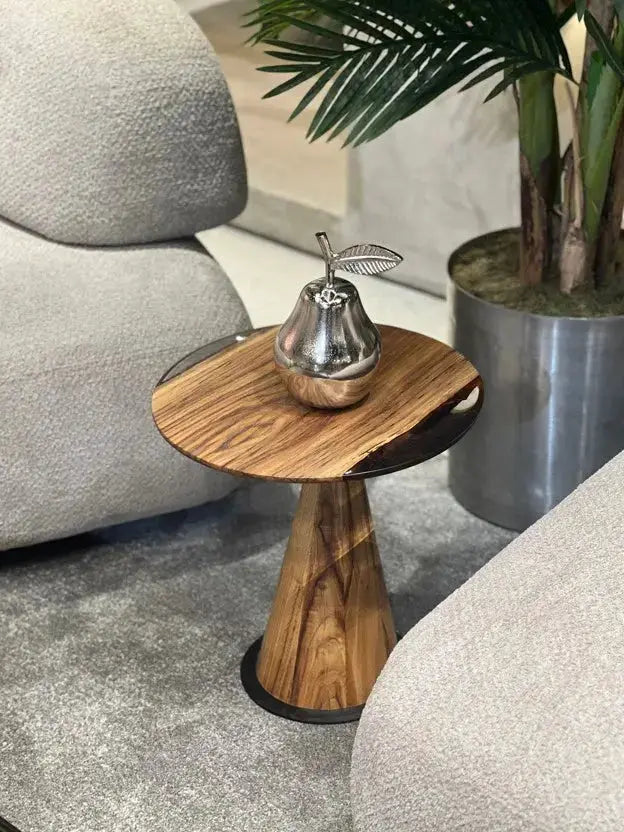 Mushroom Side & End table Made of Walnut and Epoxy Resin by Gizz