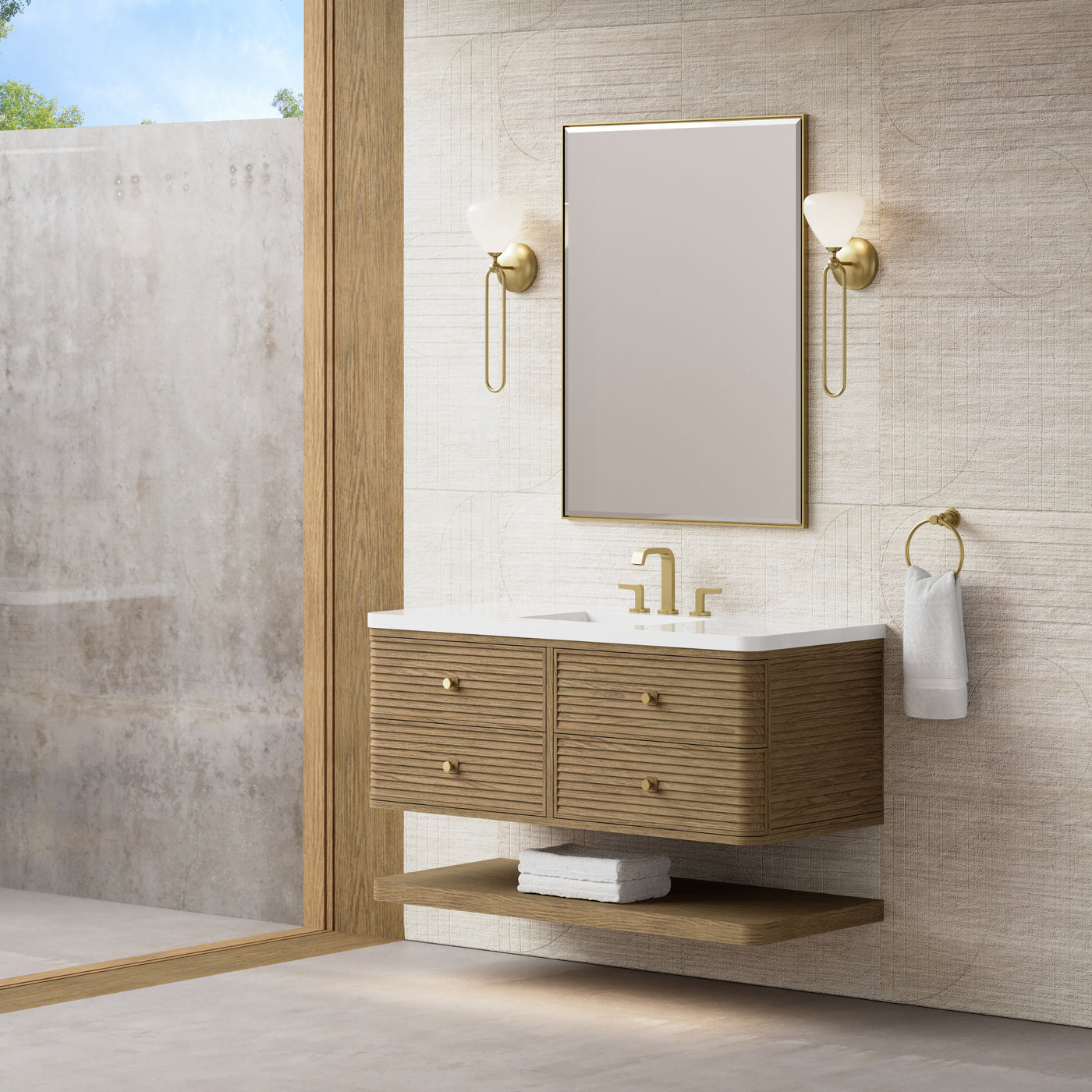 James Martin Allamari 48" Floating Single Bathroom Vanity, Dune Mist by James Martin