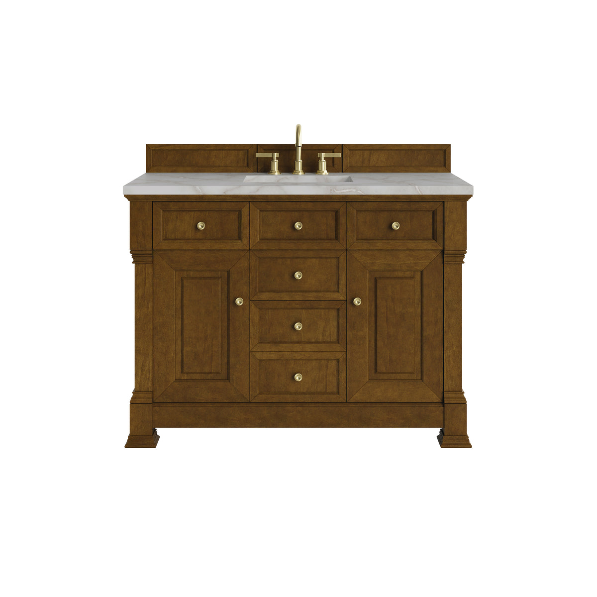 James Martin Brookfield 48" Single Bathroom Vanity, Honey Oak with Victorian Silver countertop