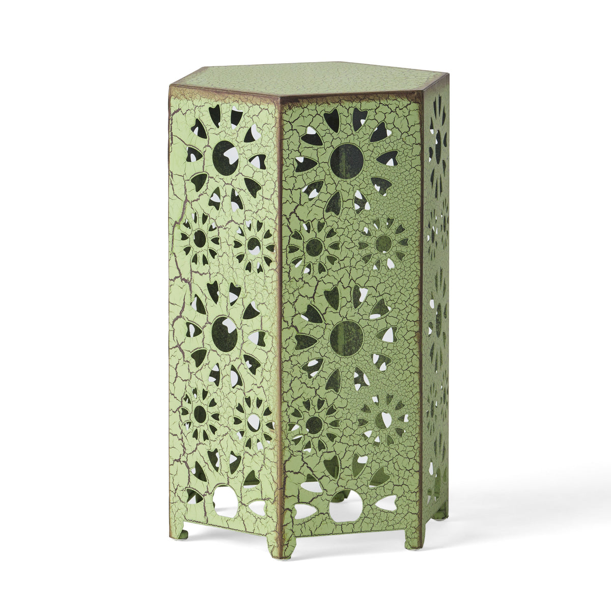 Galore 14" Side Table with Sunburst Cut Out Design - Green or Teal, photo 6 of 10