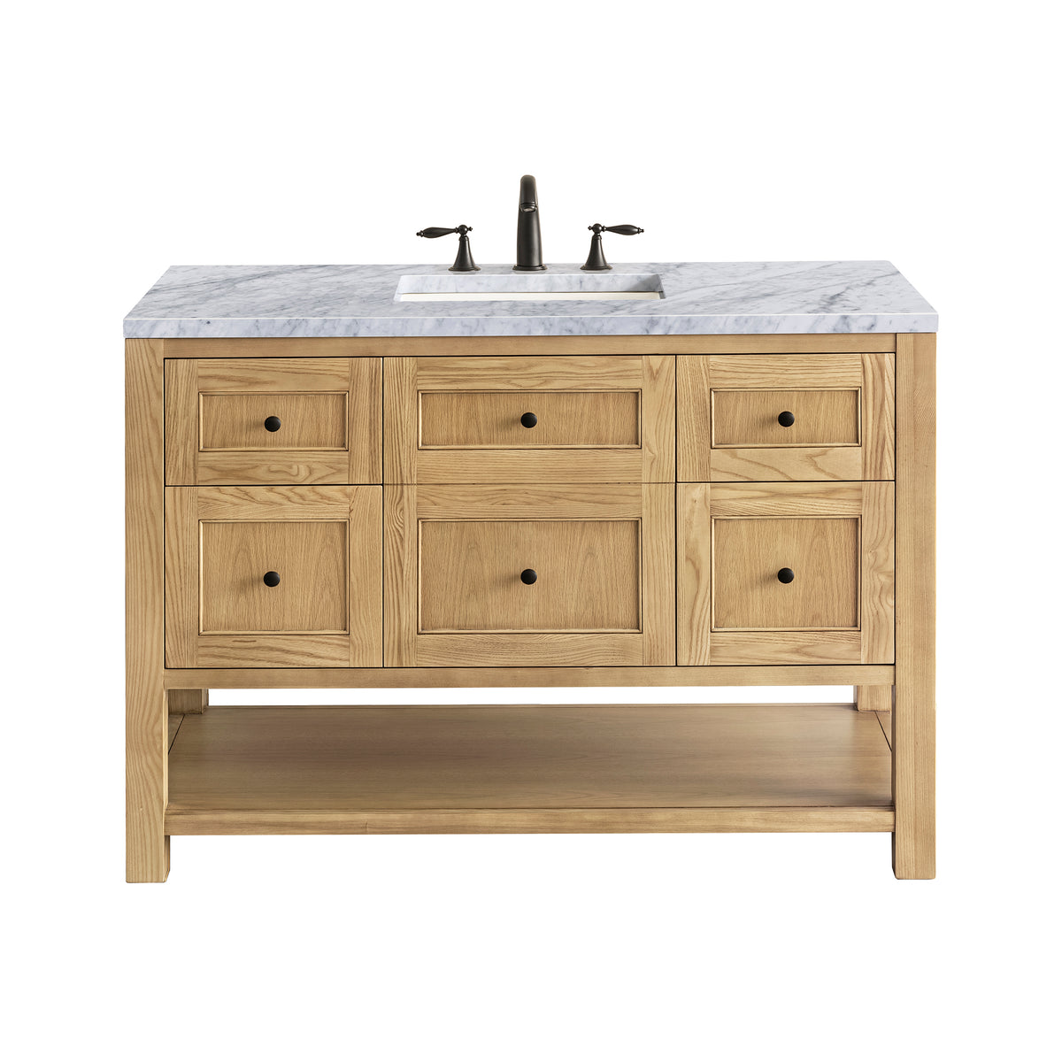 James Martin Breckenridge 48" Single Bathroom Vanity, Light Natural Oak with Carrara White countertop