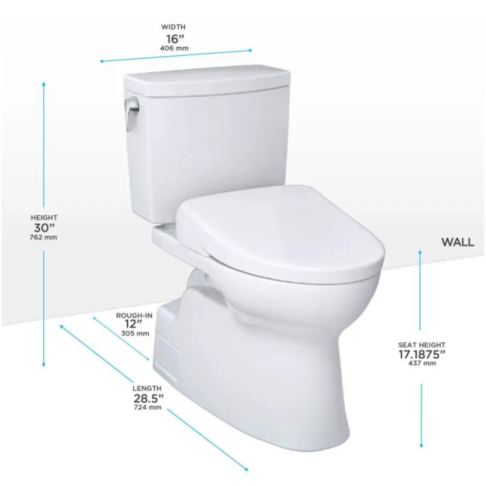 [MW4744736CUFG#01] TOTO Vespin II 1 GPF Elongated Chair Height Toilet With Washlet S7A Auto Open Bidet Seat (SAK56135) by SAKSBY WHOLESALE
