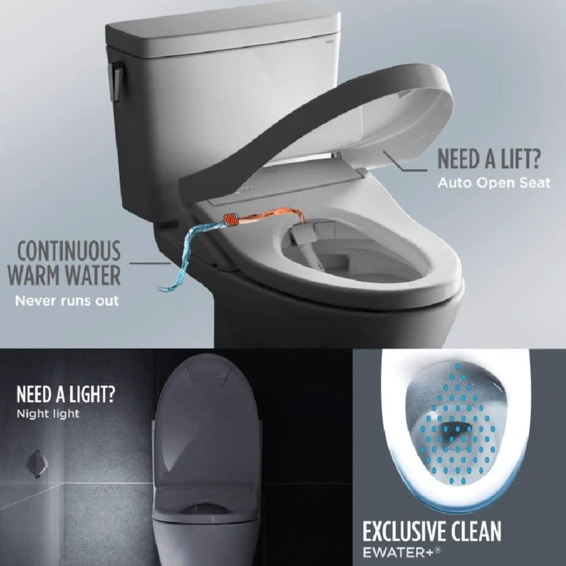 [MW7764736CEFG#01] TOTO Drake 1.28 GPF Elongated Chair Height Toilet W/ Washlet S7A Auto Heated Bidet Seat & EWater+ Technlogy (SAK95423) by SAKSBY WHOLESALE
