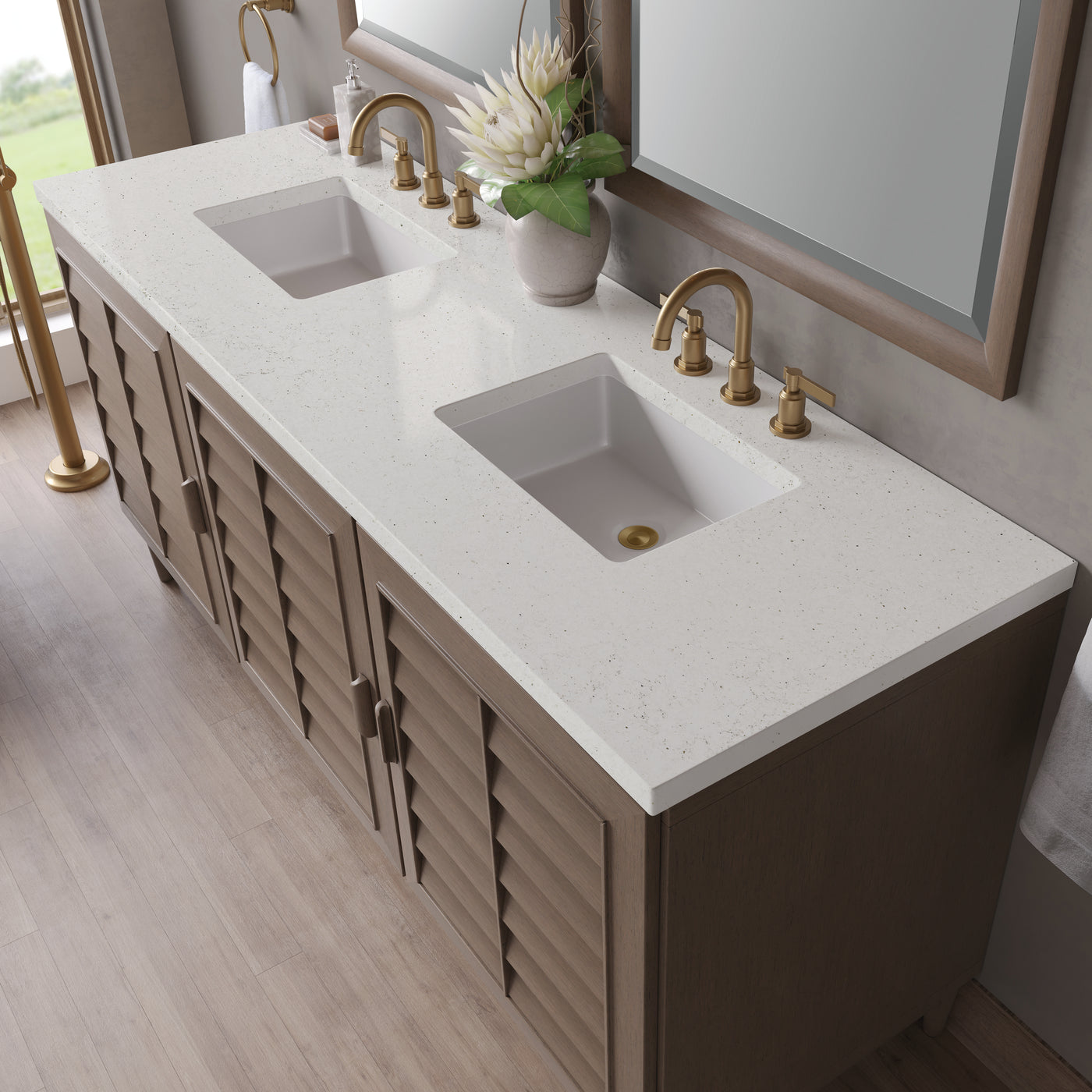 James Martin Portland 72" Double Bathroom Vanity, Whitewashed Walnut, view 34