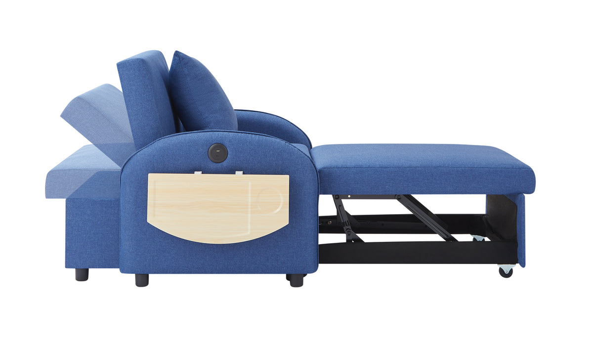 Sleeper Sofa Chair Bed, 3 In 1 Convertible Sofa Chair With Adjustable Backrest & Foldable Table & USB, Type-C, Adjustable Recliner, Armchair For Living Room Bedroom Apartment Small Space,Darkblue, photo 6 of 10