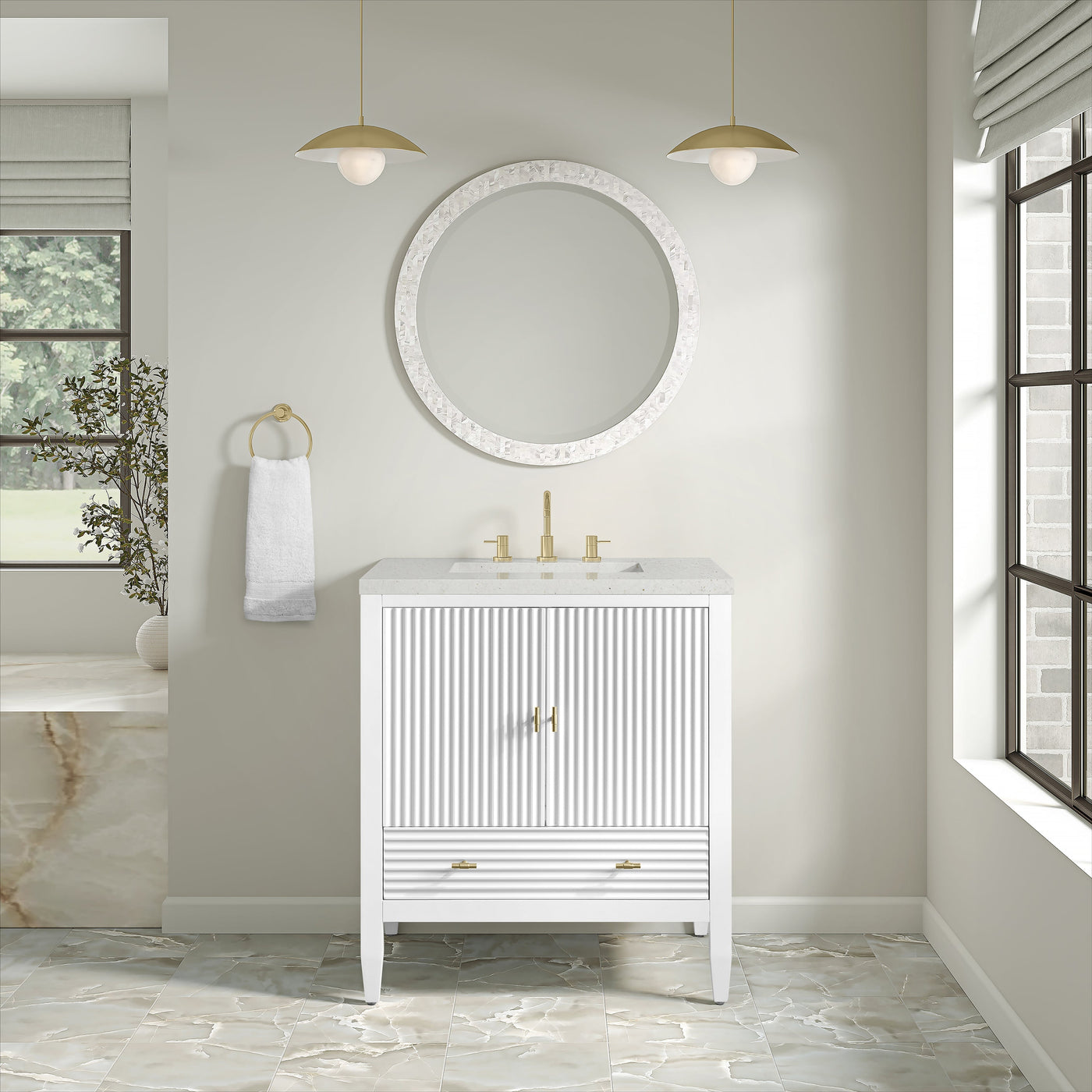 James Martin Myrrin 30" Single Bathroom Vanity, Bright White, cabinet without a countertop
