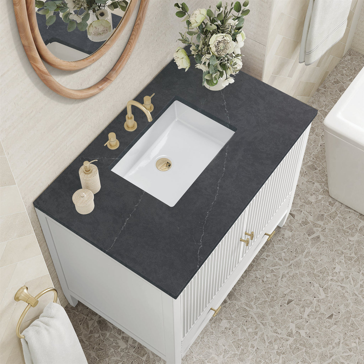 James Martin Myrrin 36" Single Bathroom Vanity, Bright White by James Martin