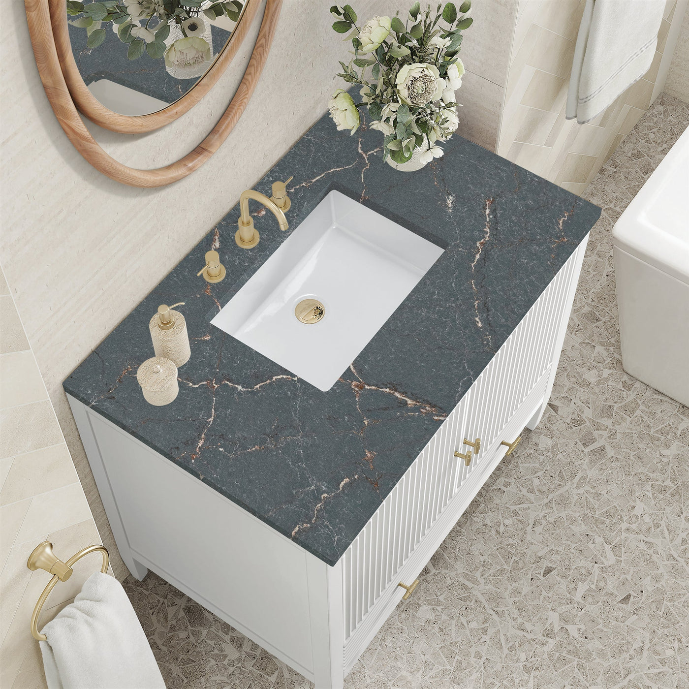 James Martin Myrrin 36" Single Bathroom Vanity, Bright White by James Martin
