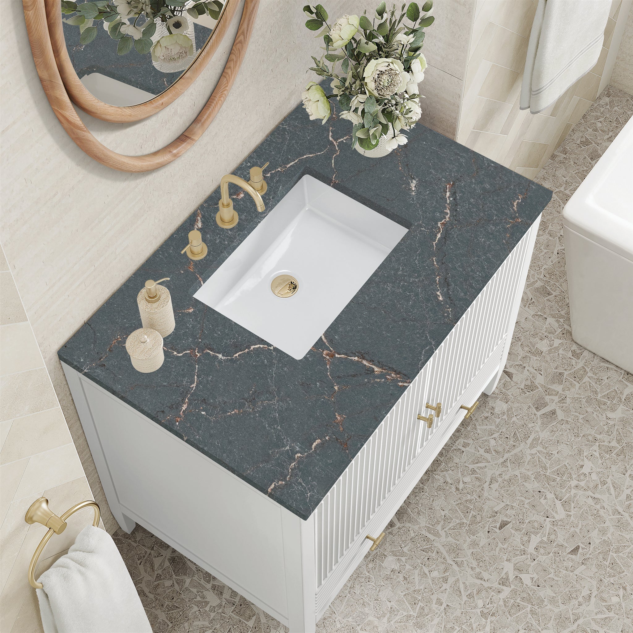 James Martin Myrrin 36" Single Bathroom Vanity, Bright White by James Martin