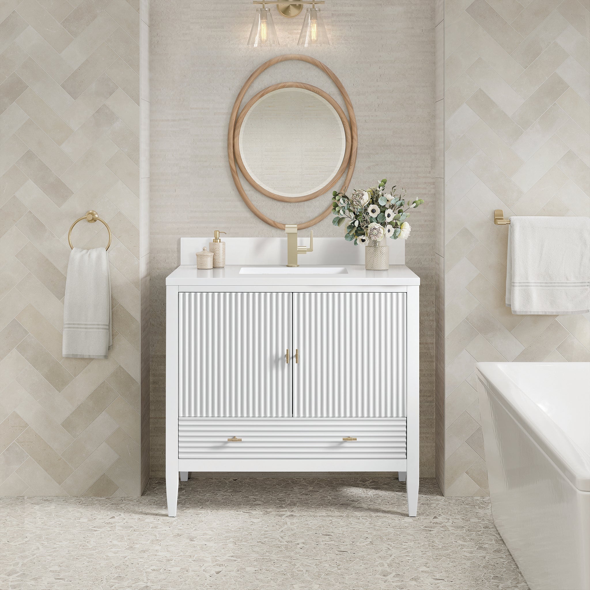 James Martin Myrrin 36" Single Bathroom Vanity, Bright White by James Martin