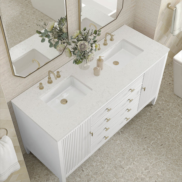 James Martin Myrrin 60" Double Bathroom Vanity, Bright White