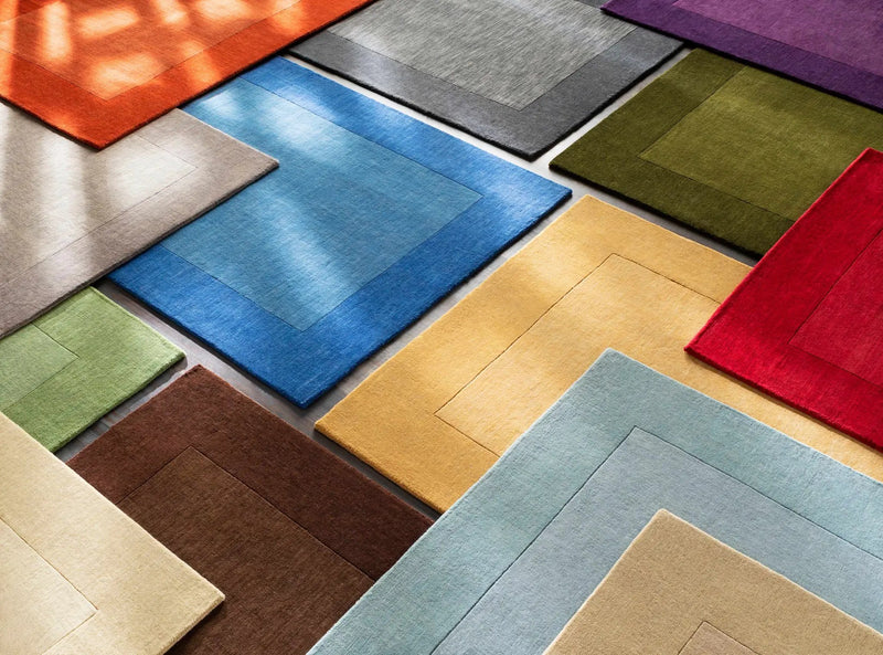 Bordered Solid Green Wool Rug by Boutique Rugs
