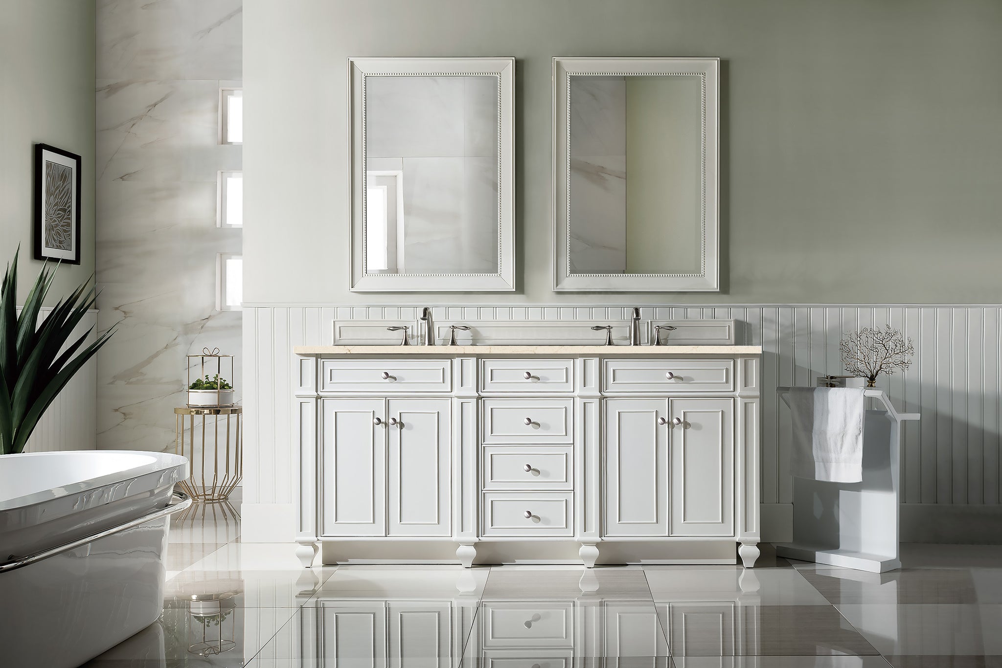 James Martin Bristol 72" Double Bathroom Vanity, Bright White by James Martin
