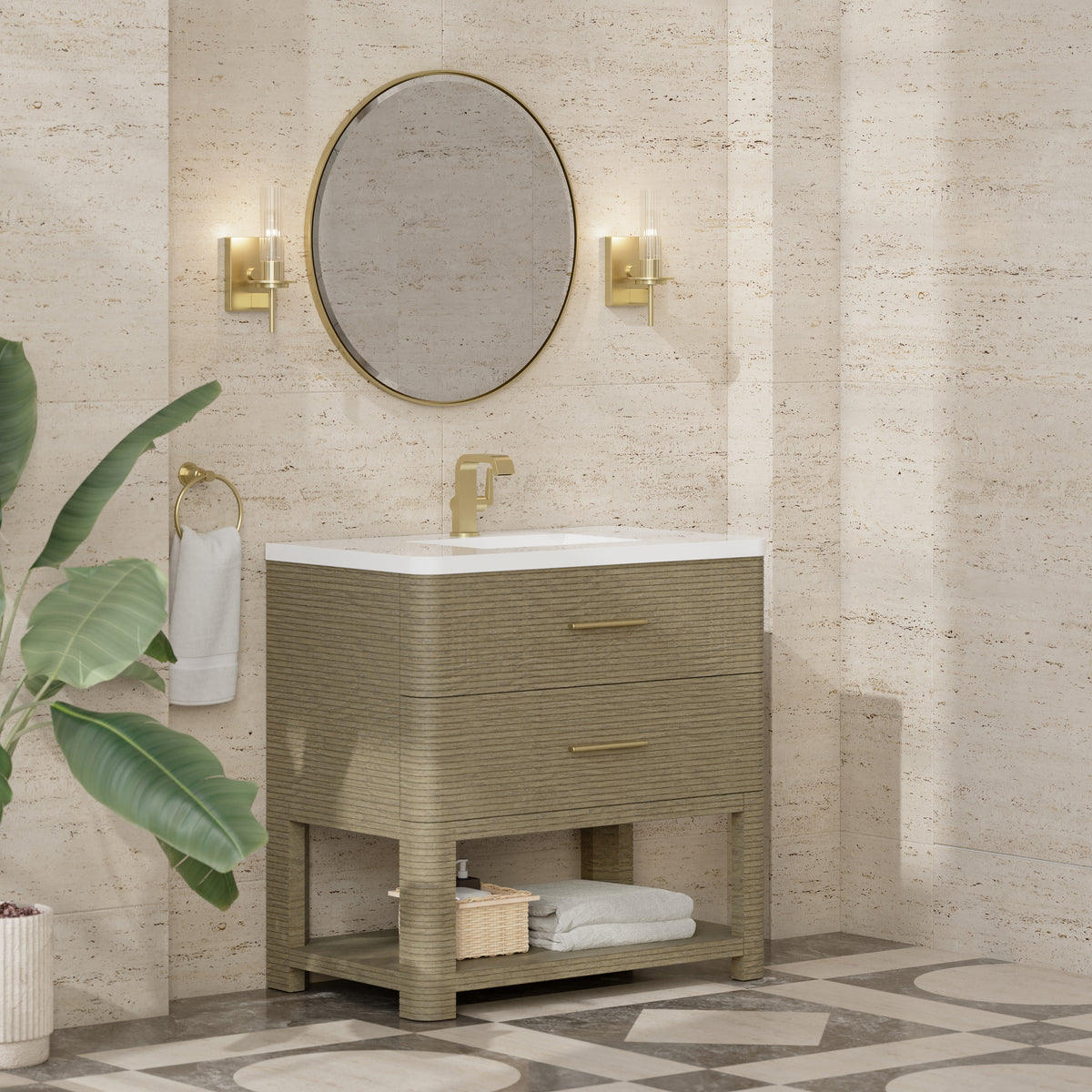 James Martin Lucian 36" Single Bathroom Vanity, Pebble Oak, view 20