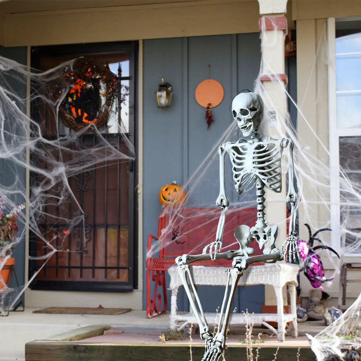 5.4 Feet Halloween Skeleton Life Size Realistic Full Body Hanging by DirectDeals