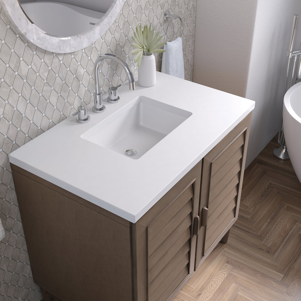 James Martin Portland 36" Single Bathroom Vanity, Whitewashed Walnut, view 31