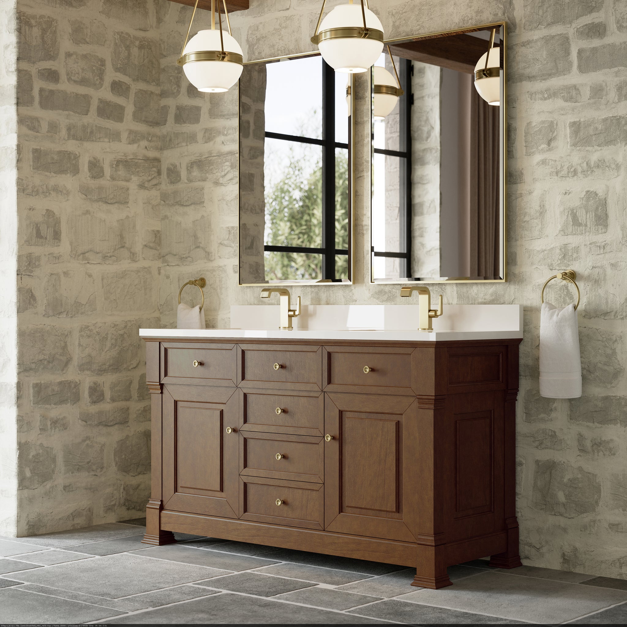 James Martin Brookfield 60" Double Bathroom Vanity, Honey Oak by James Martin