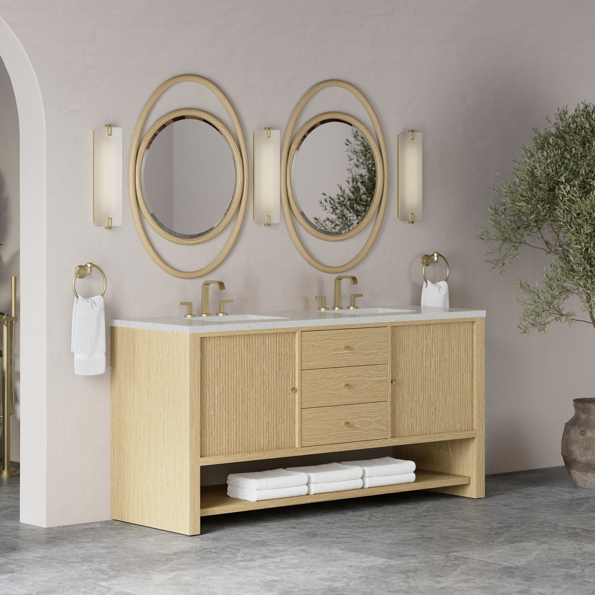 James Martin Marigot 72" Double Bathroom Vanity, Sunwashed Oak by James Martin