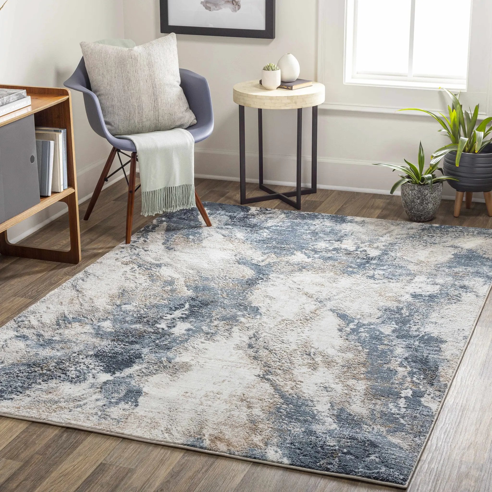Napierville Blue Marble Rug by Boutique Rugs