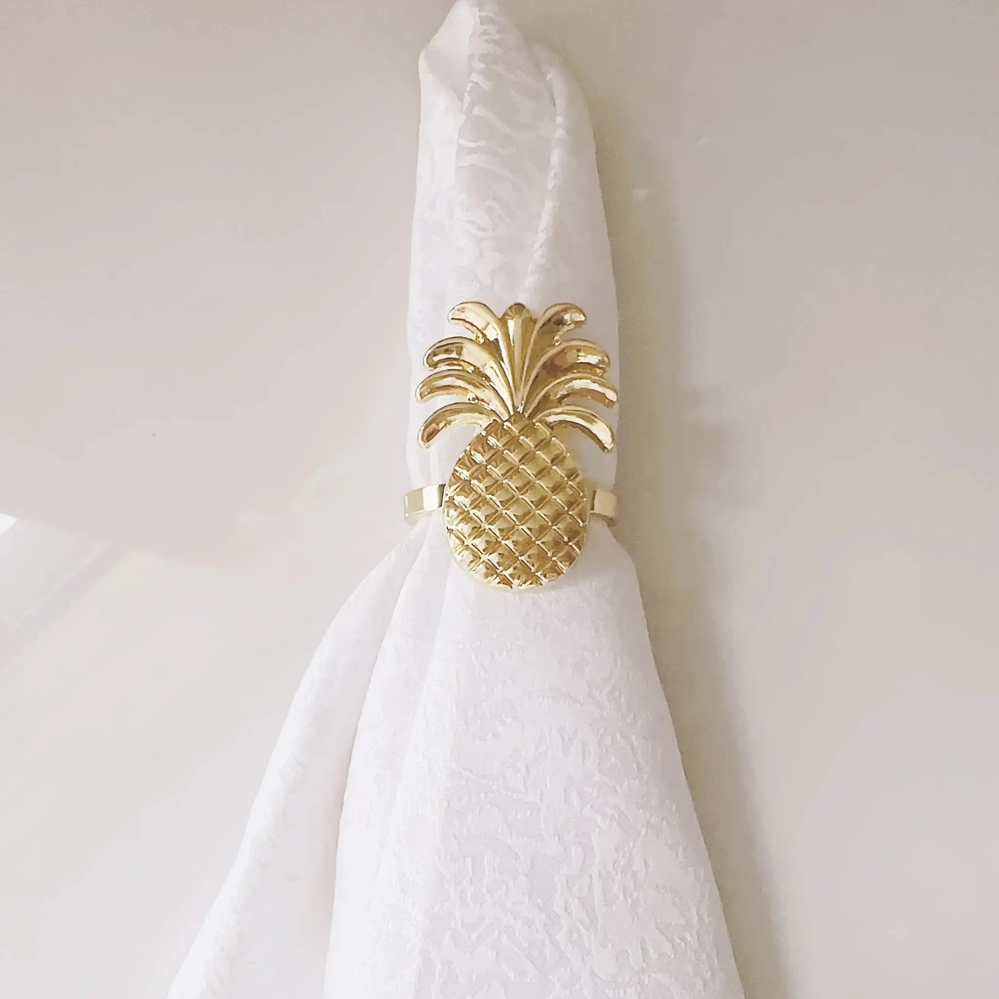Napkin Rings - Golden Zinc Alloy Pineapple by House Of Avana