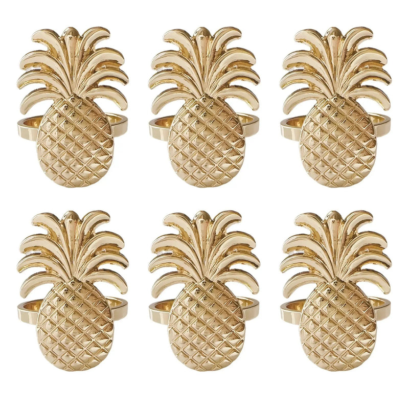 Napkin Rings - Golden Zinc Alloy Pineapple by House Of Avana