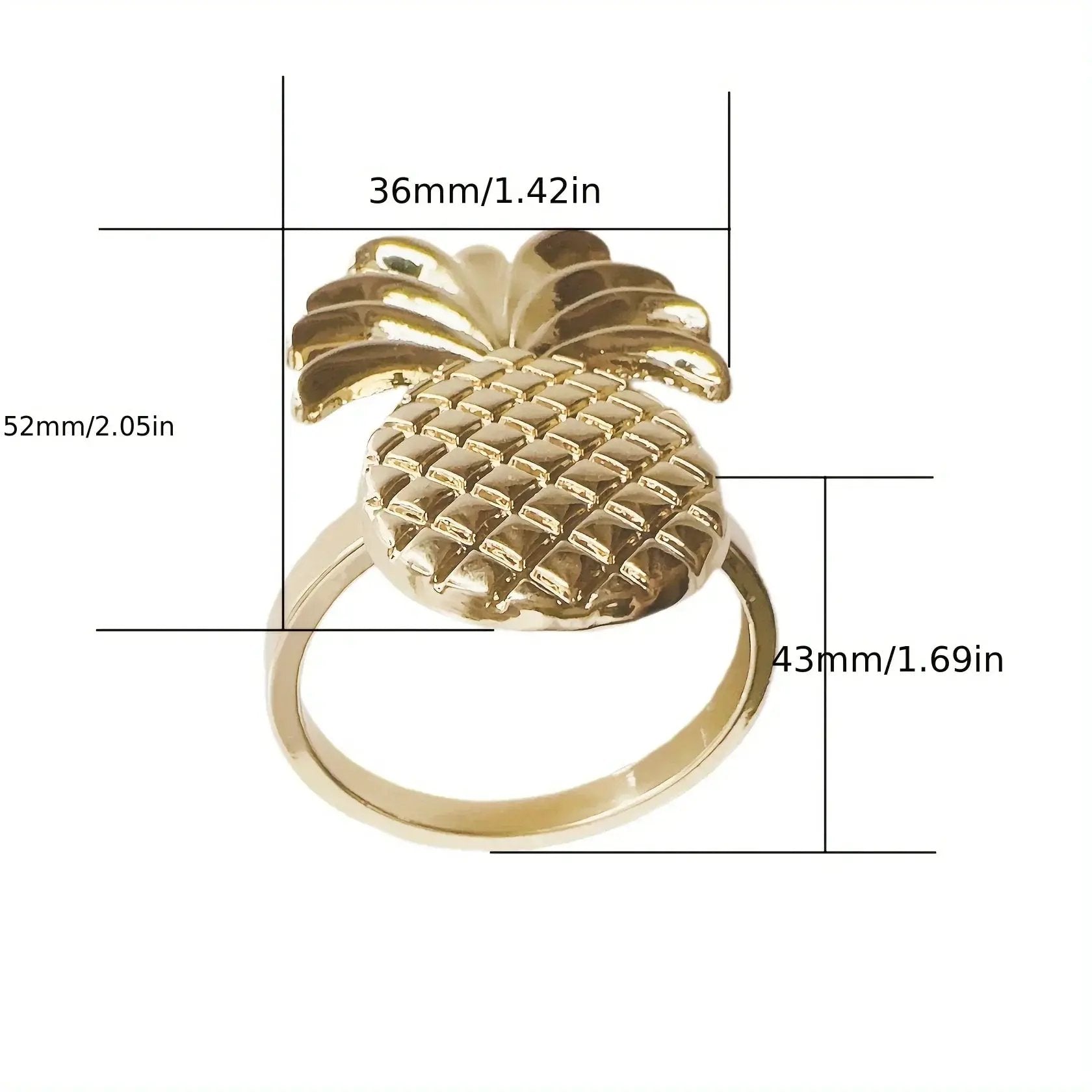 Napkin Rings - Golden Zinc Alloy Pineapple by House Of Avana