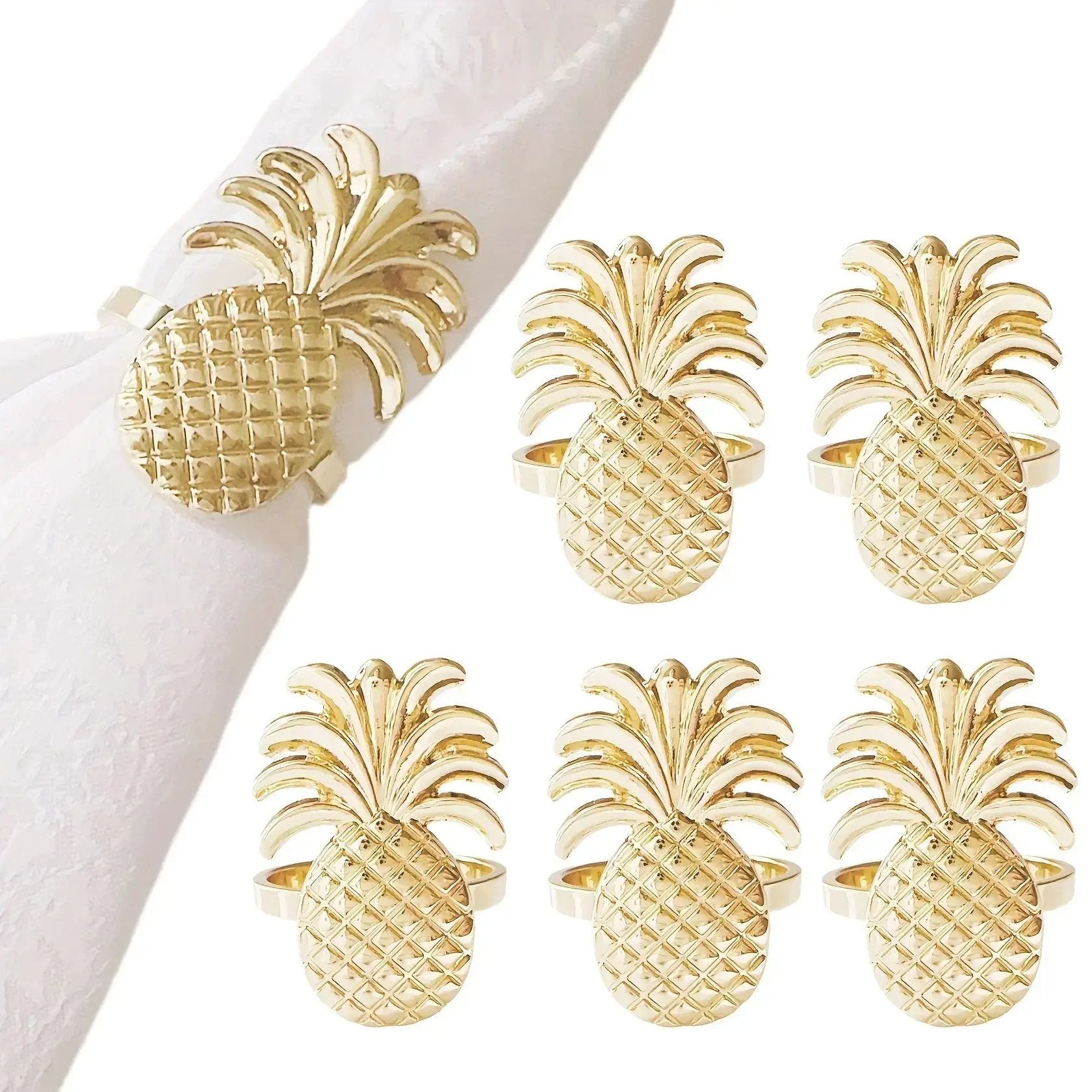 Napkin Rings - Golden Zinc Alloy Pineapple by House Of Avana
