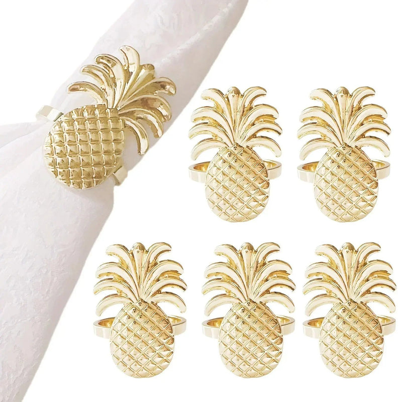 Napkin Rings - Golden Zinc Alloy Pineapple by House Of Avana