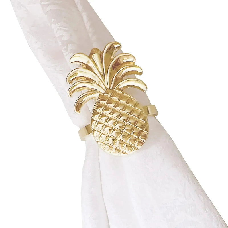 Napkin Rings - Golden Zinc Alloy Pineapple by House Of Avana