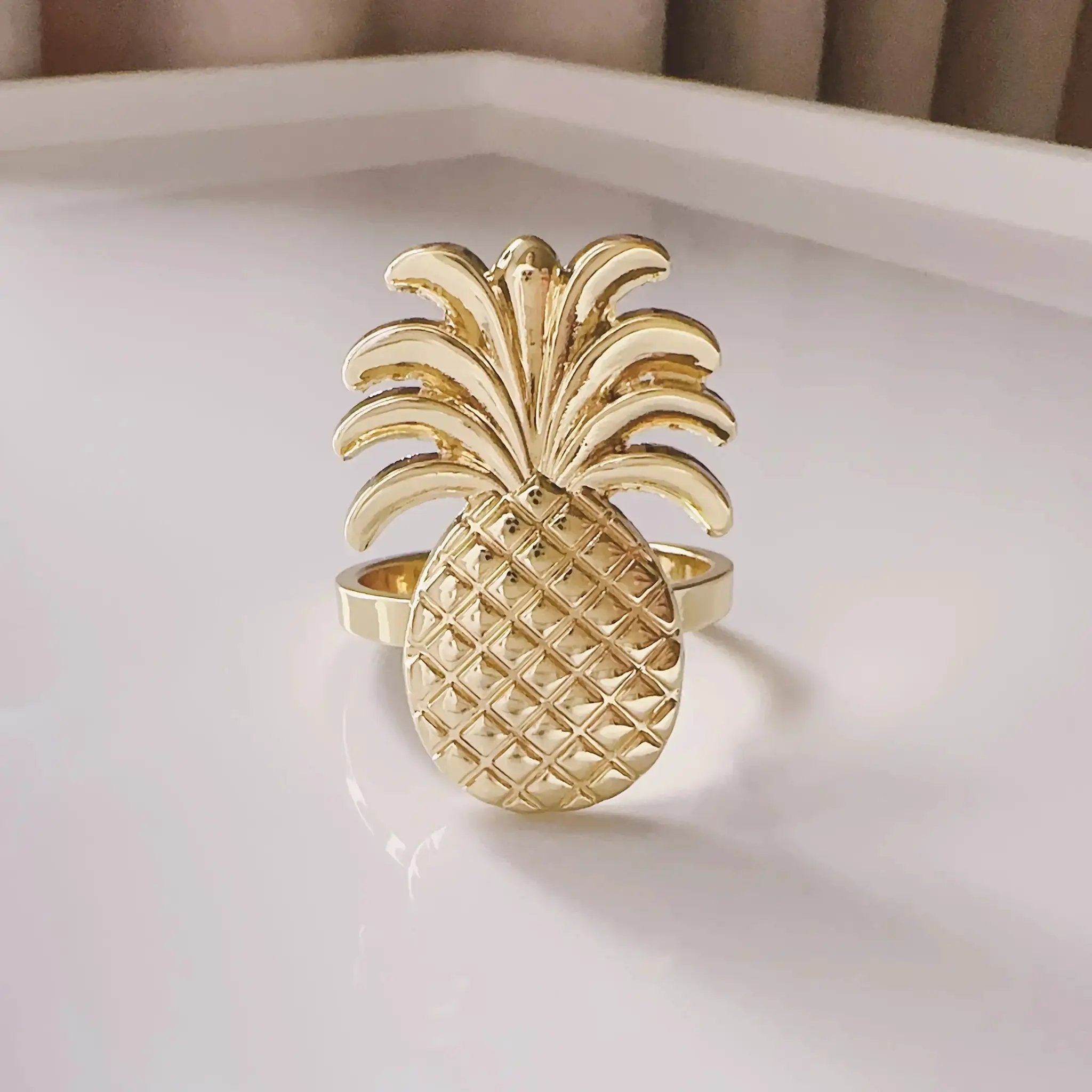 Napkin Rings - Golden Zinc Alloy Pineapple by House Of Avana