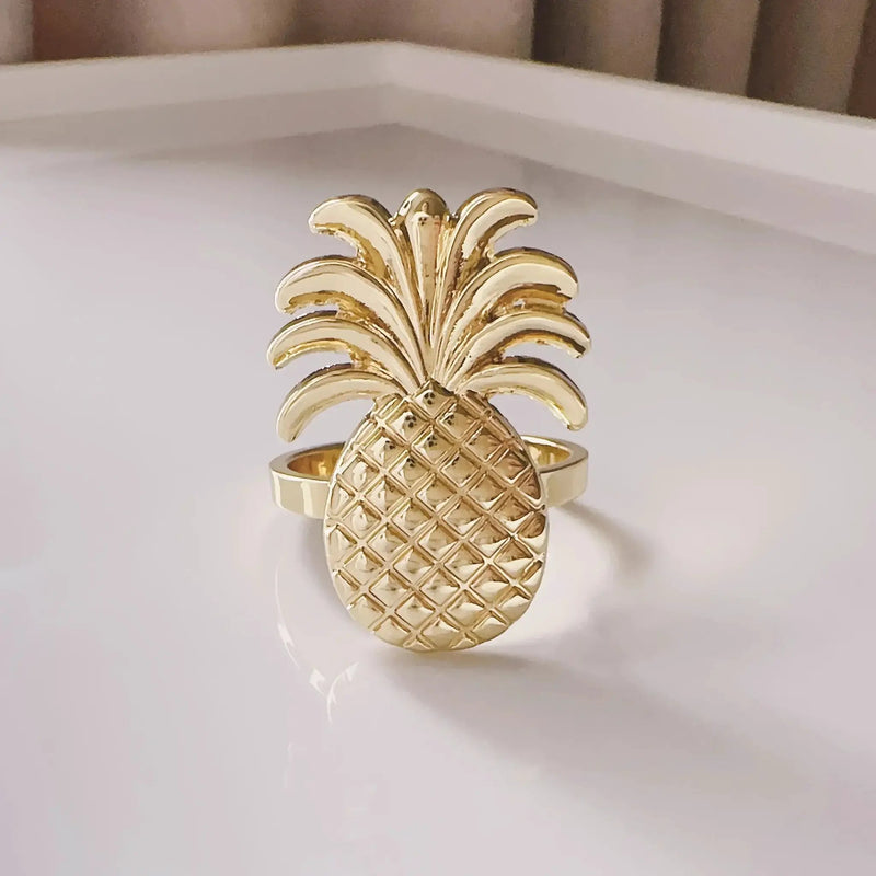 Napkin Rings - Golden Zinc Alloy Pineapple by House Of Avana