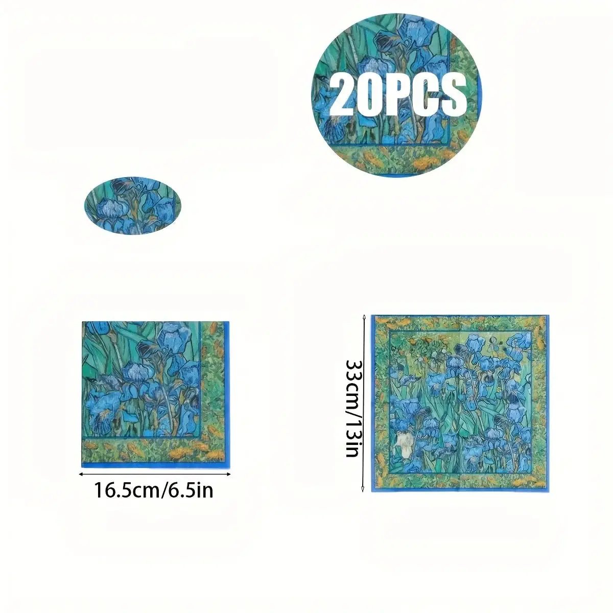 Napkins - Decorative Van Irises 6.5x6.5 by House Of Avana
