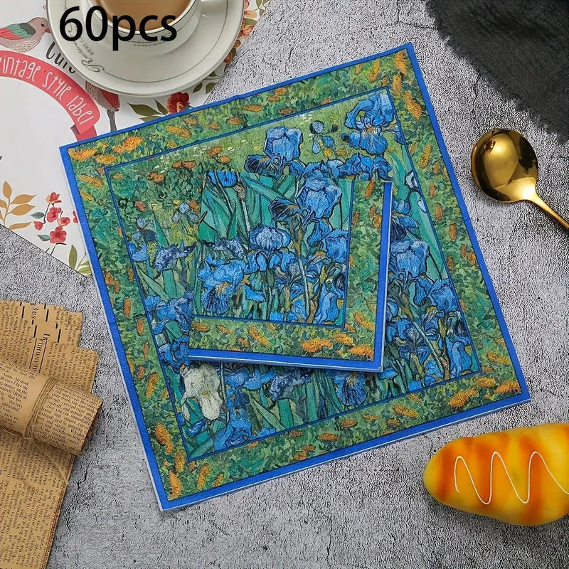 Napkins - Decorative Van Irises 6.5x6.5 by House Of Avana