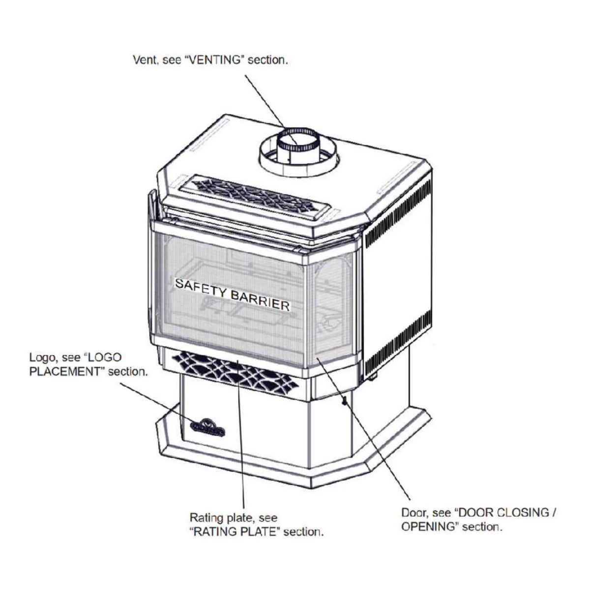 Napoleon Haliburton 50 22-Inch Direct Vent Millivolt Ignition Compact Natural Gas Stove [GDS28-1NSB] (SAK81523) by SAKSBY WHOLESALE