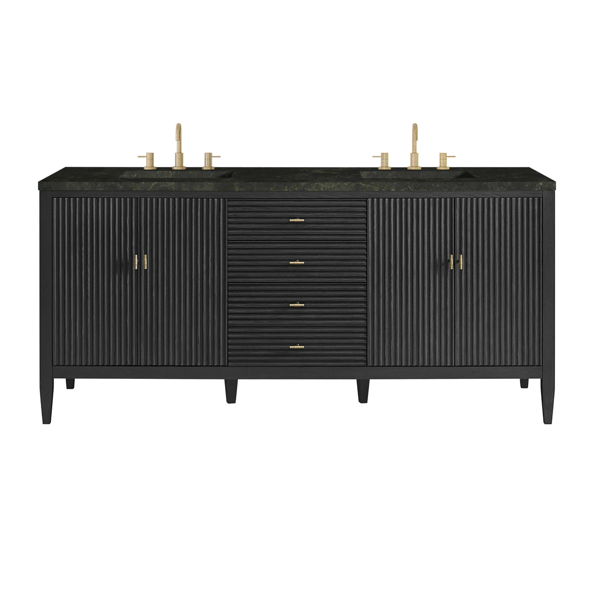 James Martin Myrrin 72" Double Bathroom Vanity, Carbon Oak with Phantome countertop