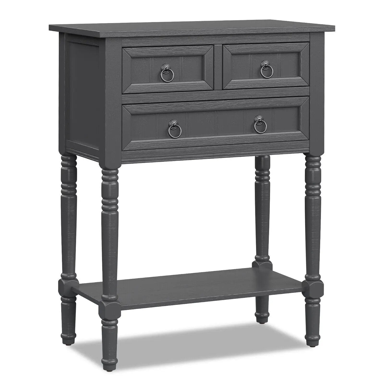 Narrow Console Table with 3 Storage Drawers and Open Bottom Shelf by DirectDeals